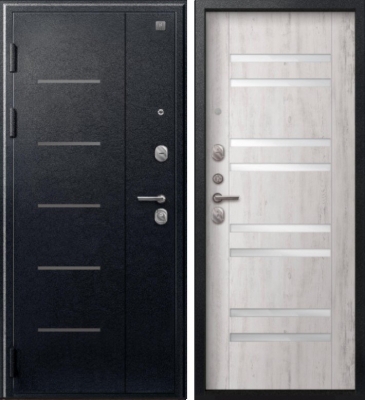 Дверь V-07 Черный муар - Дуб пепельный